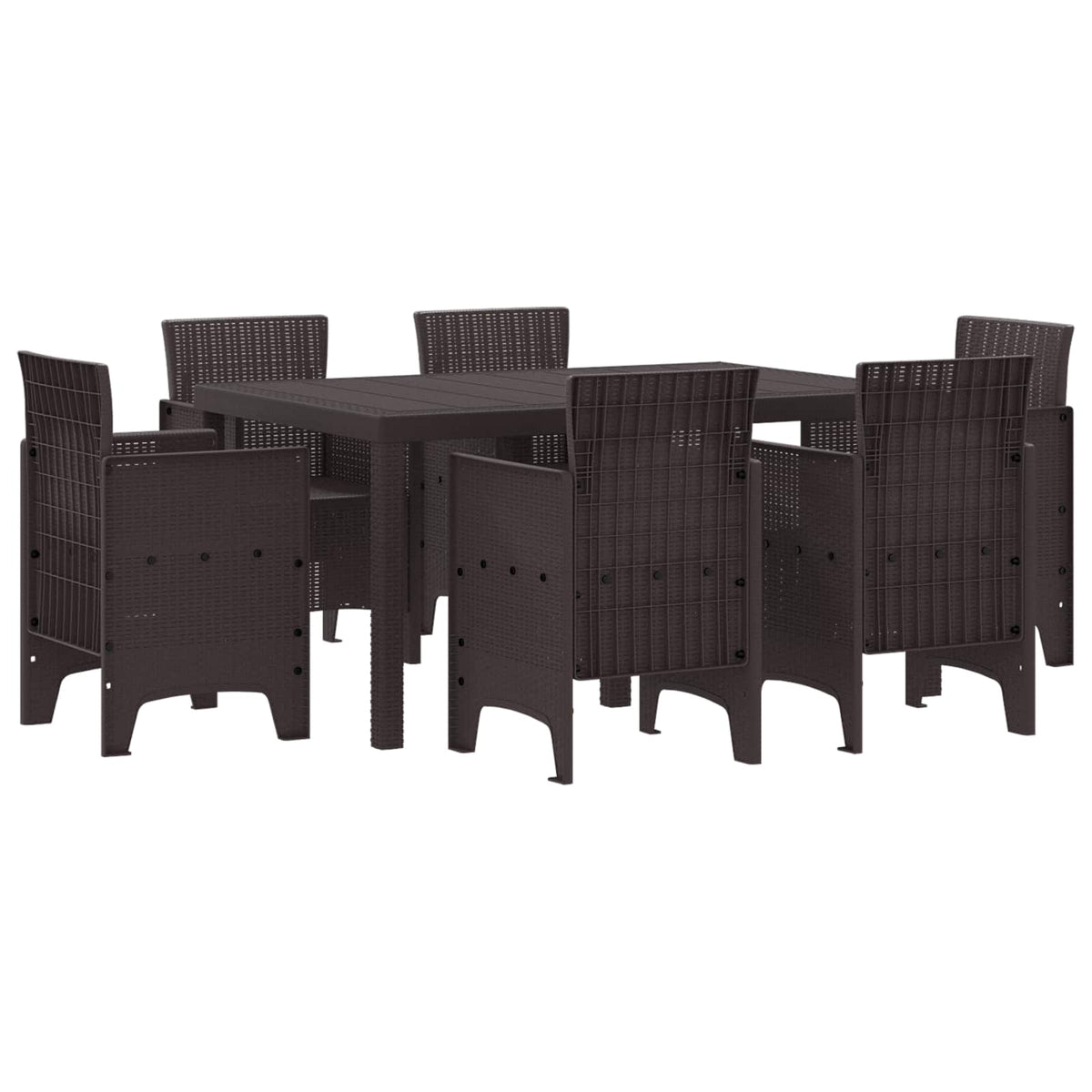 Garten Essgruppe 7 stk. Braun Polt Rattan