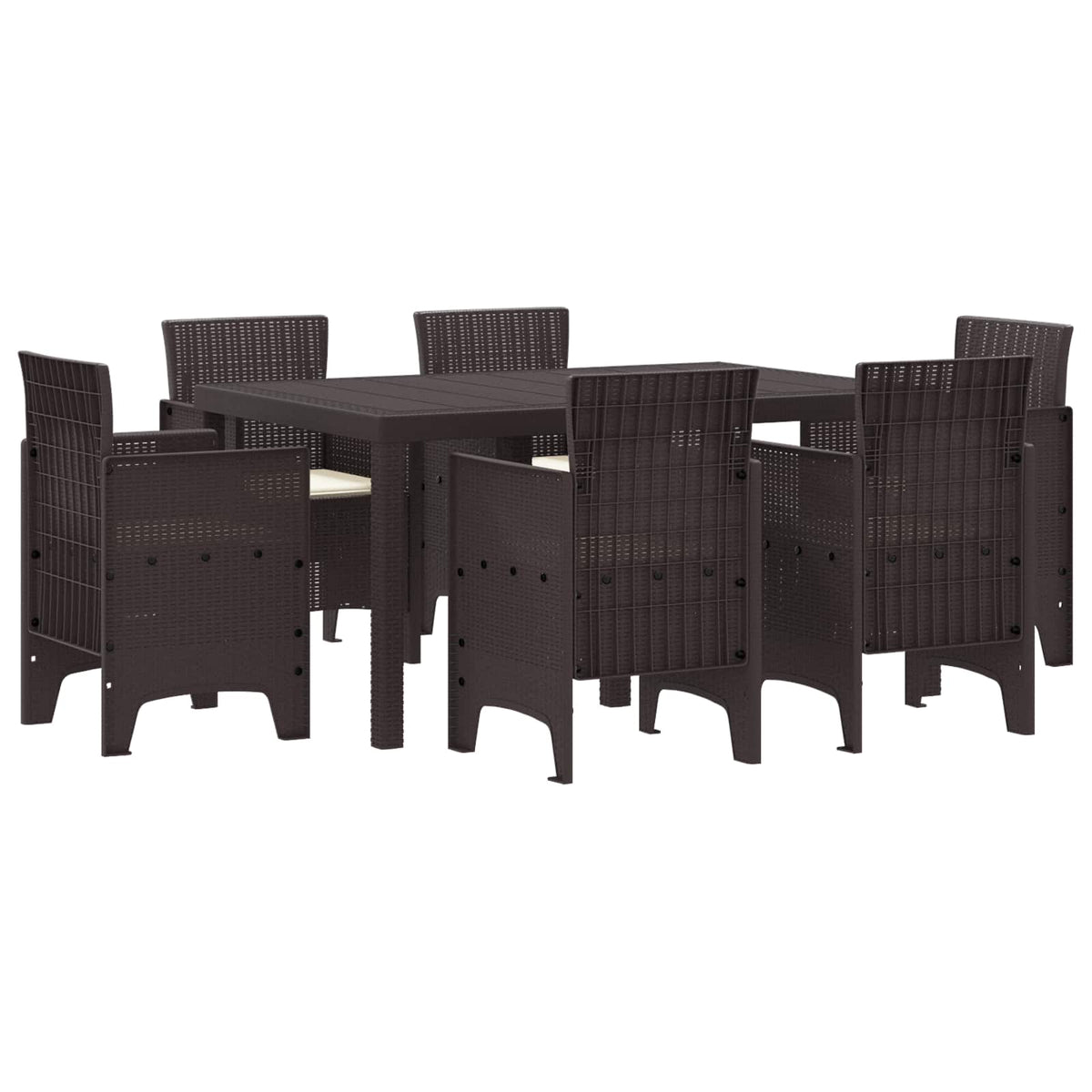 Garten Essgruppe 7 stk. Braun Polt Rattan