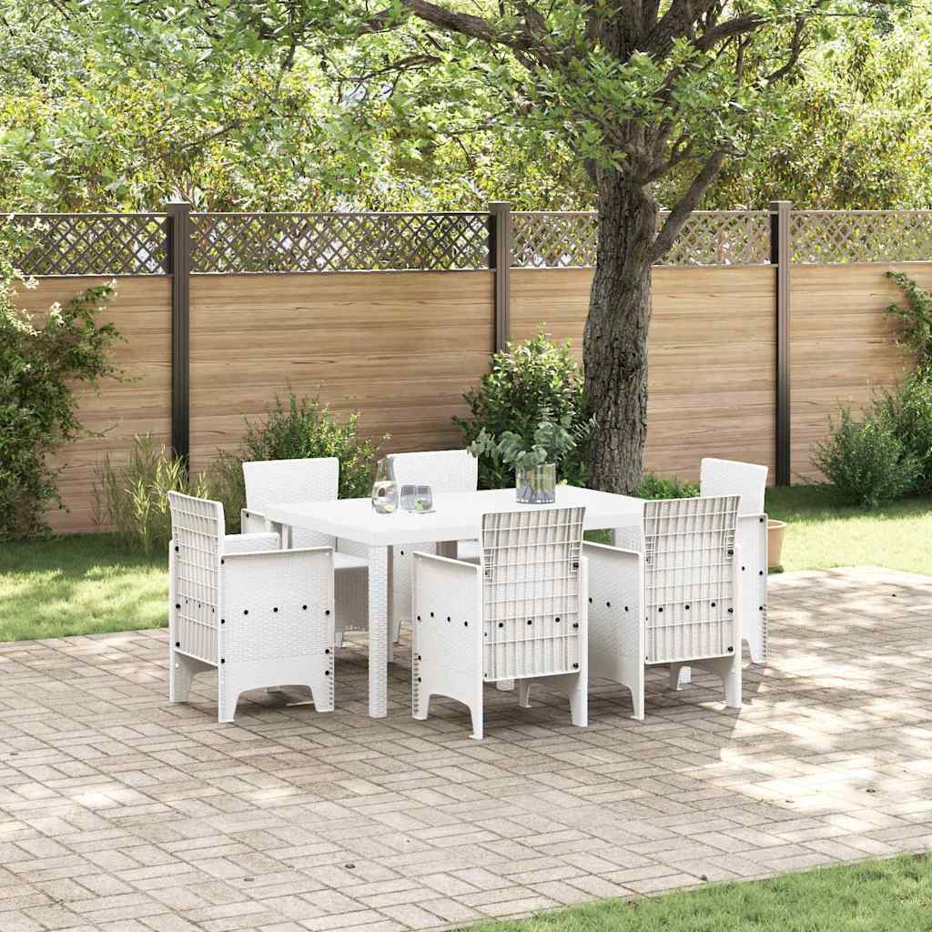Garten Essgruppe 7 stk. Weiß Polt Rattan
