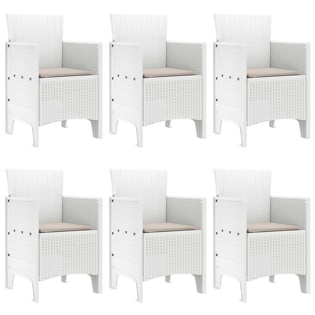 Garten Essgruppe 7 stk. Weiß Polt Rattan