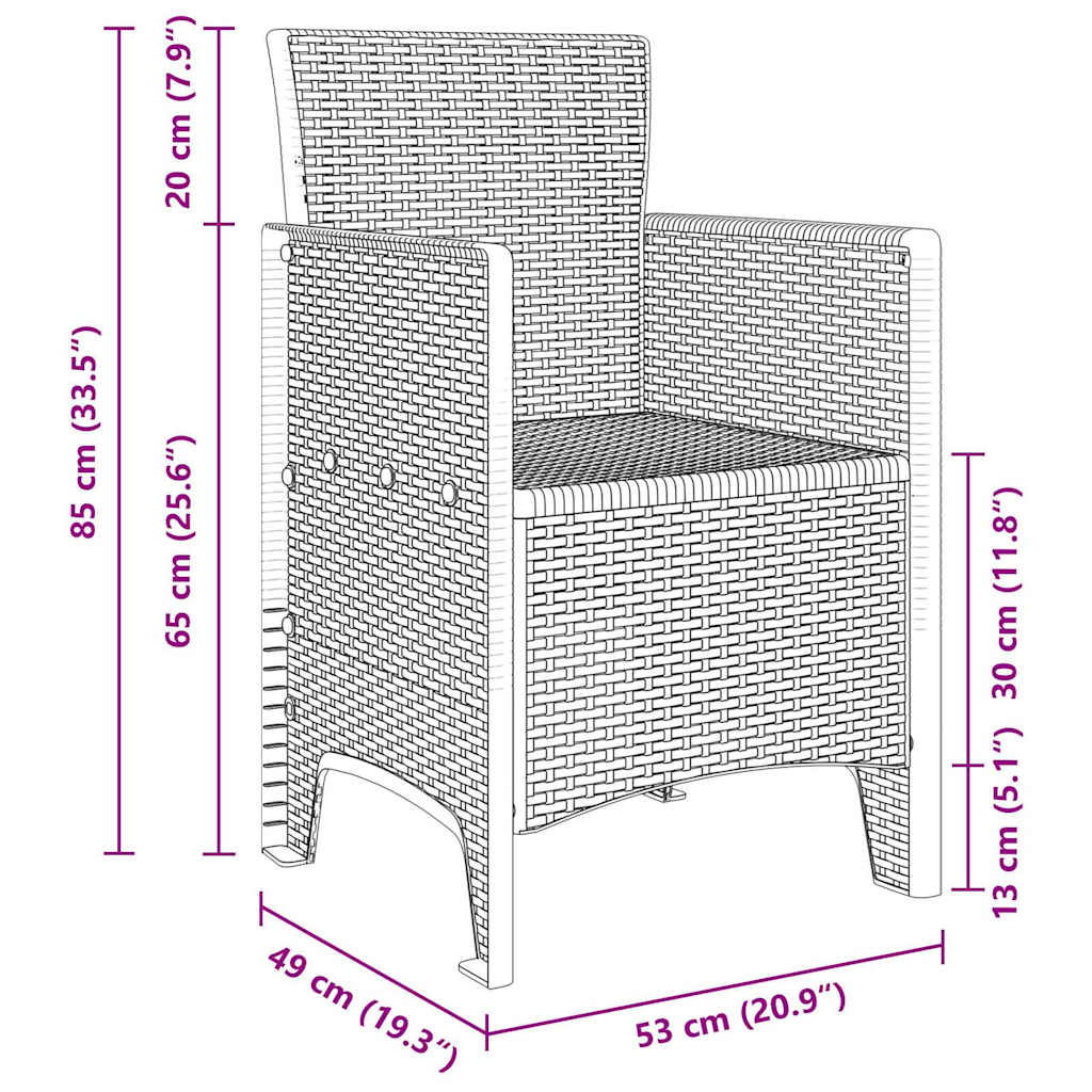Garten Essgruppe 7 stk. Weiß Polt Rattan