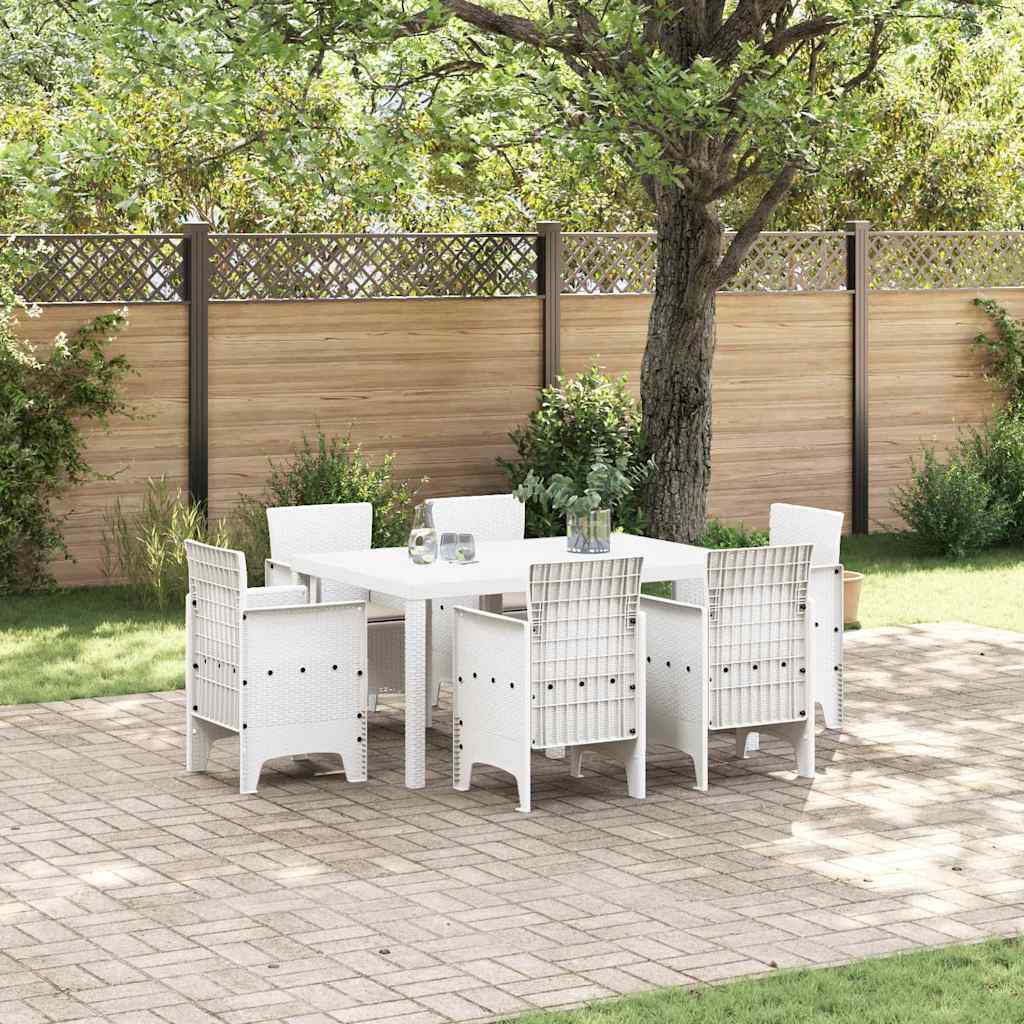 Garten Essgruppe 7 stk. Weiß Polt Rattan