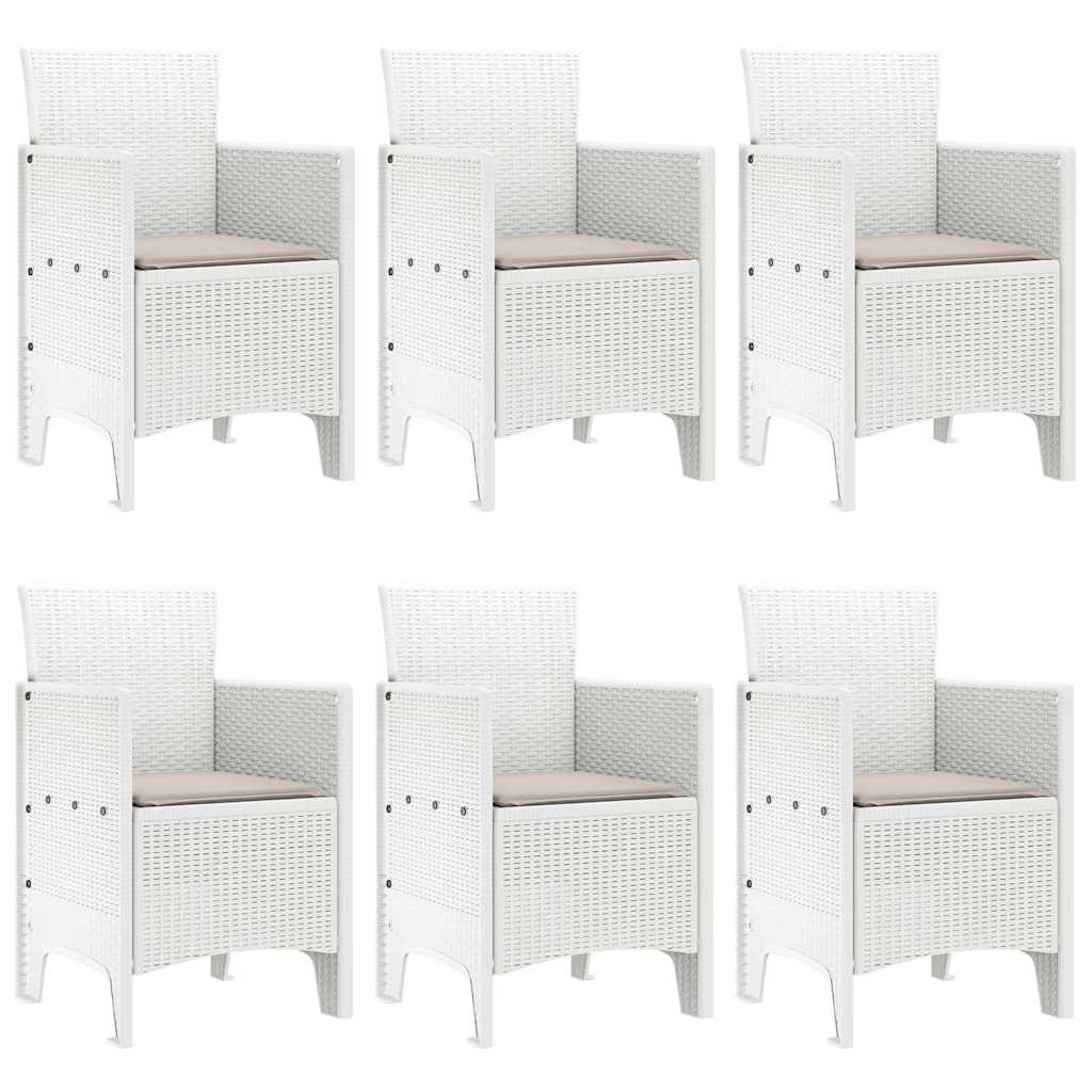 Garten Essgruppe 7 stk. Weiß Polt Rattan