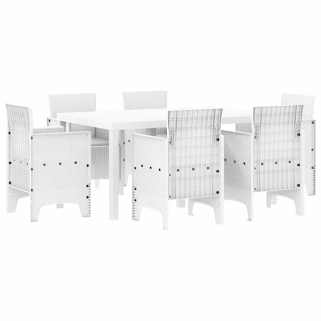 Garten Essgruppe 7 stk. Weiß Polt Rattan