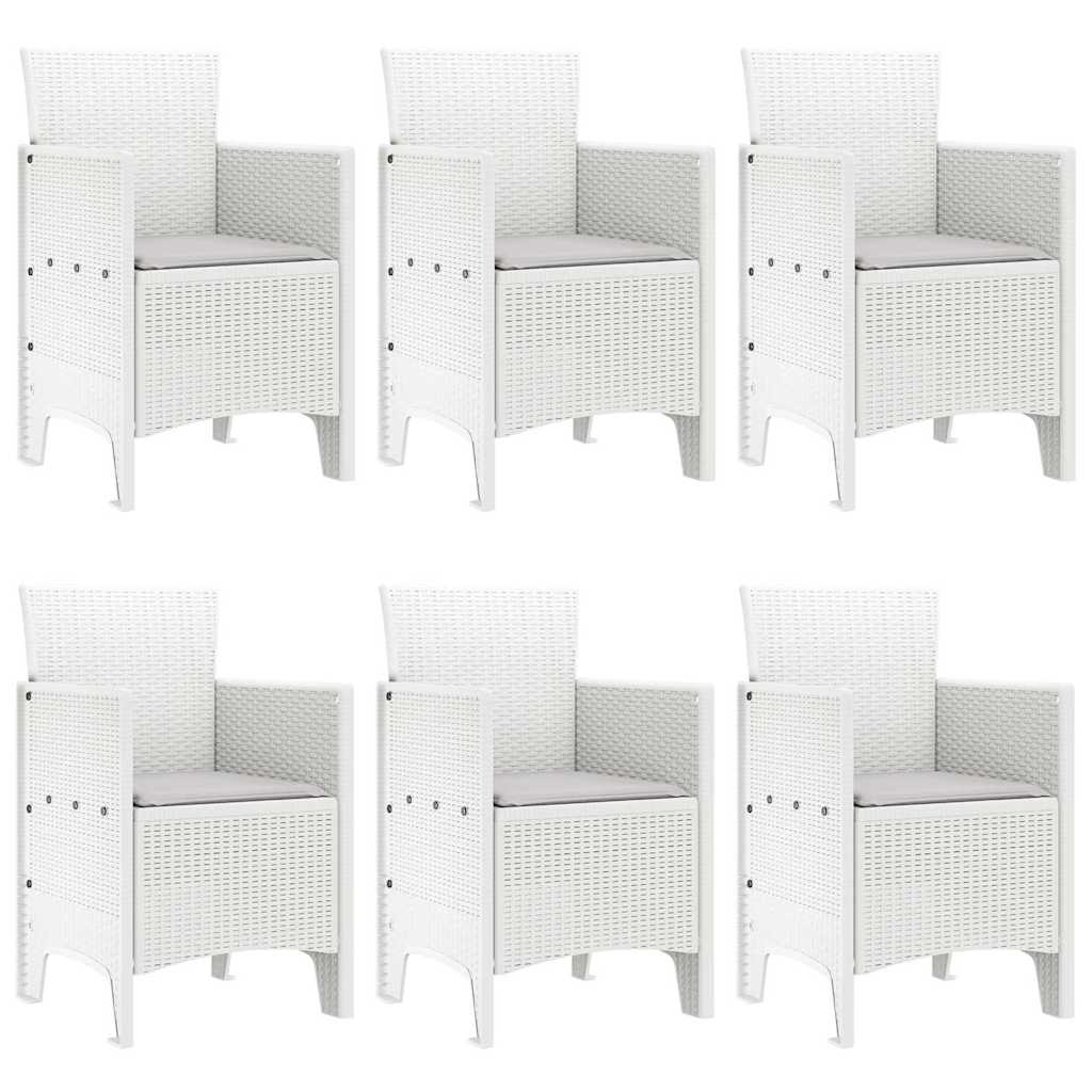 Garten Essgruppe 7 stk. Weiß Polt Rattan