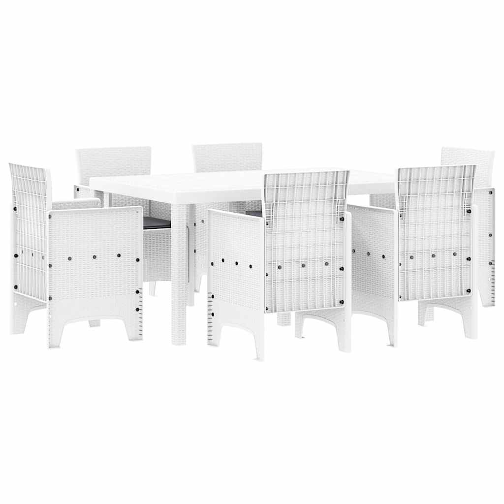 Garten Essgruppe 7 stk. Weiß Polt Rattan