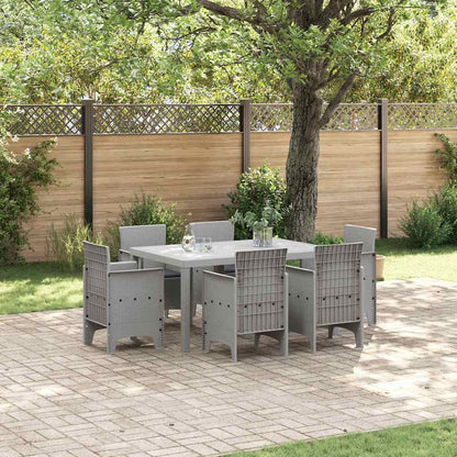 Garten Essgruppe 7 stk. Hellgrau Polt Rattan