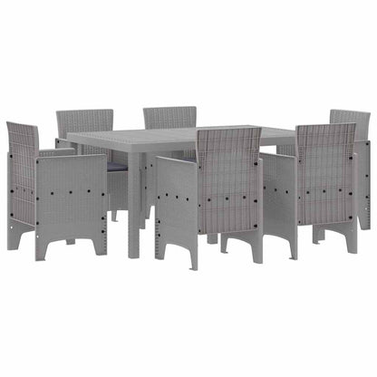Garten Essgruppe 7 stk. Hellgrau Polt Rattan