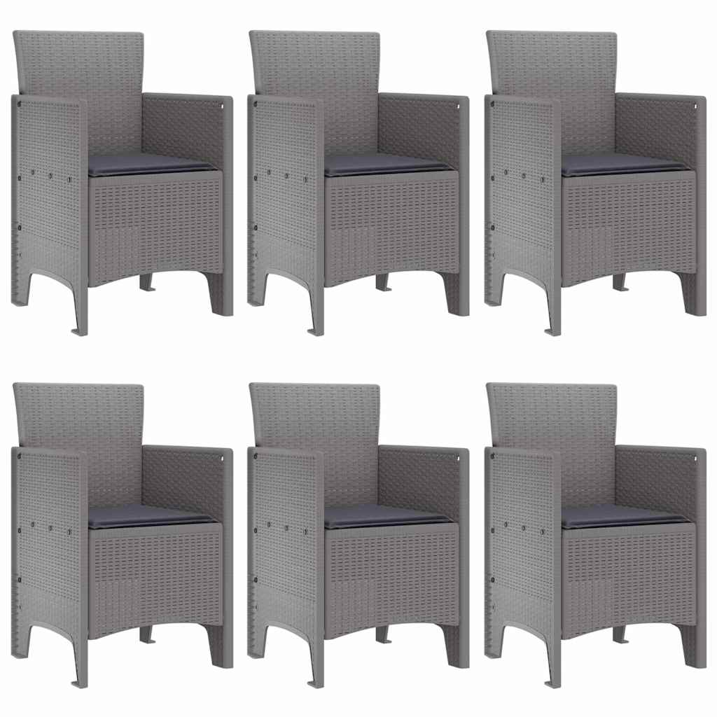 Garten Essgruppe 7 stk. Hellgrau Polt Rattan