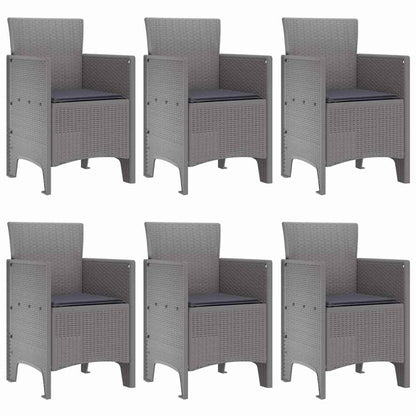 Garten Essgruppe 7 stk. Hellgrau Polt Rattan