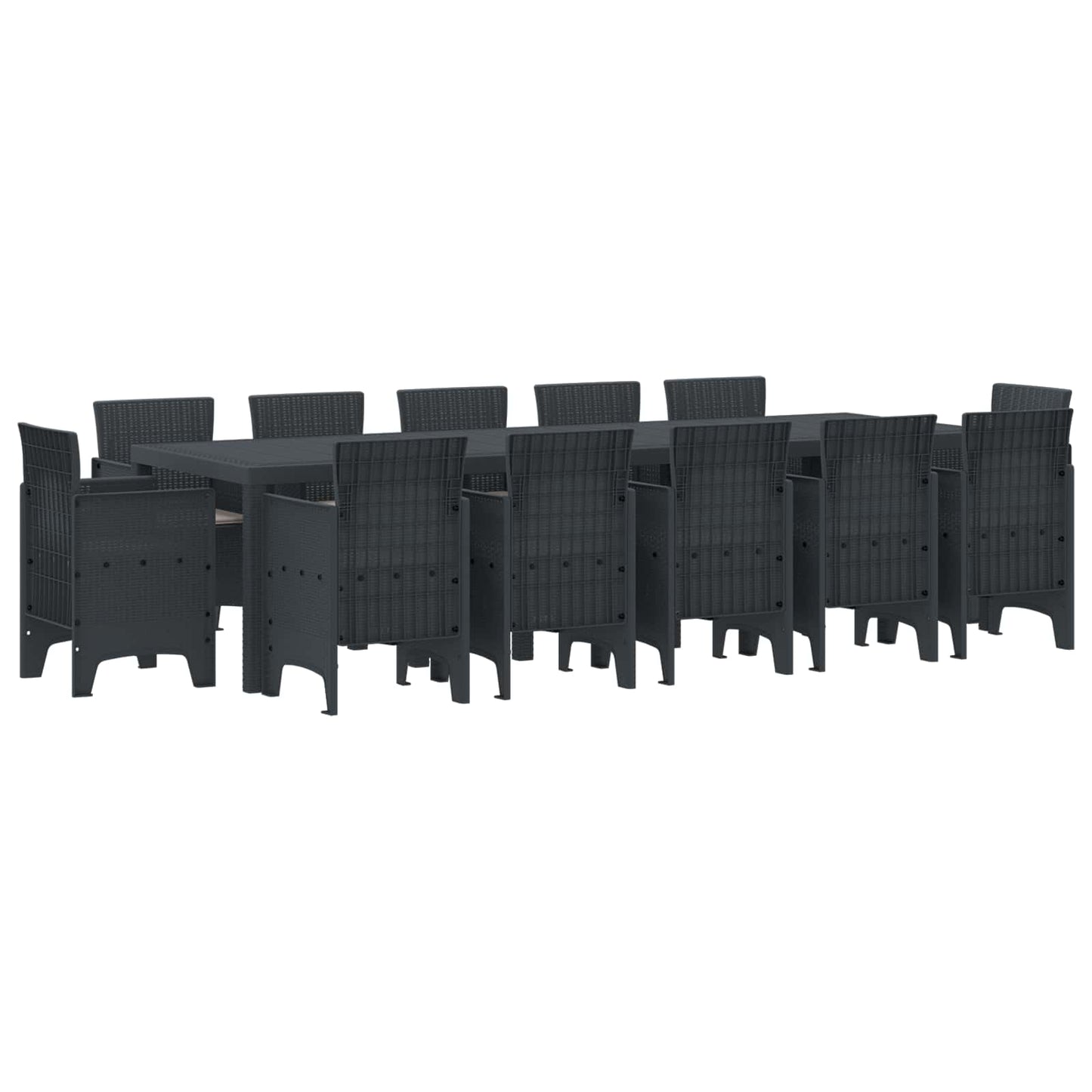 Garten Essgruppe 13 stk. Anthrazit Kunststoff-Rattan