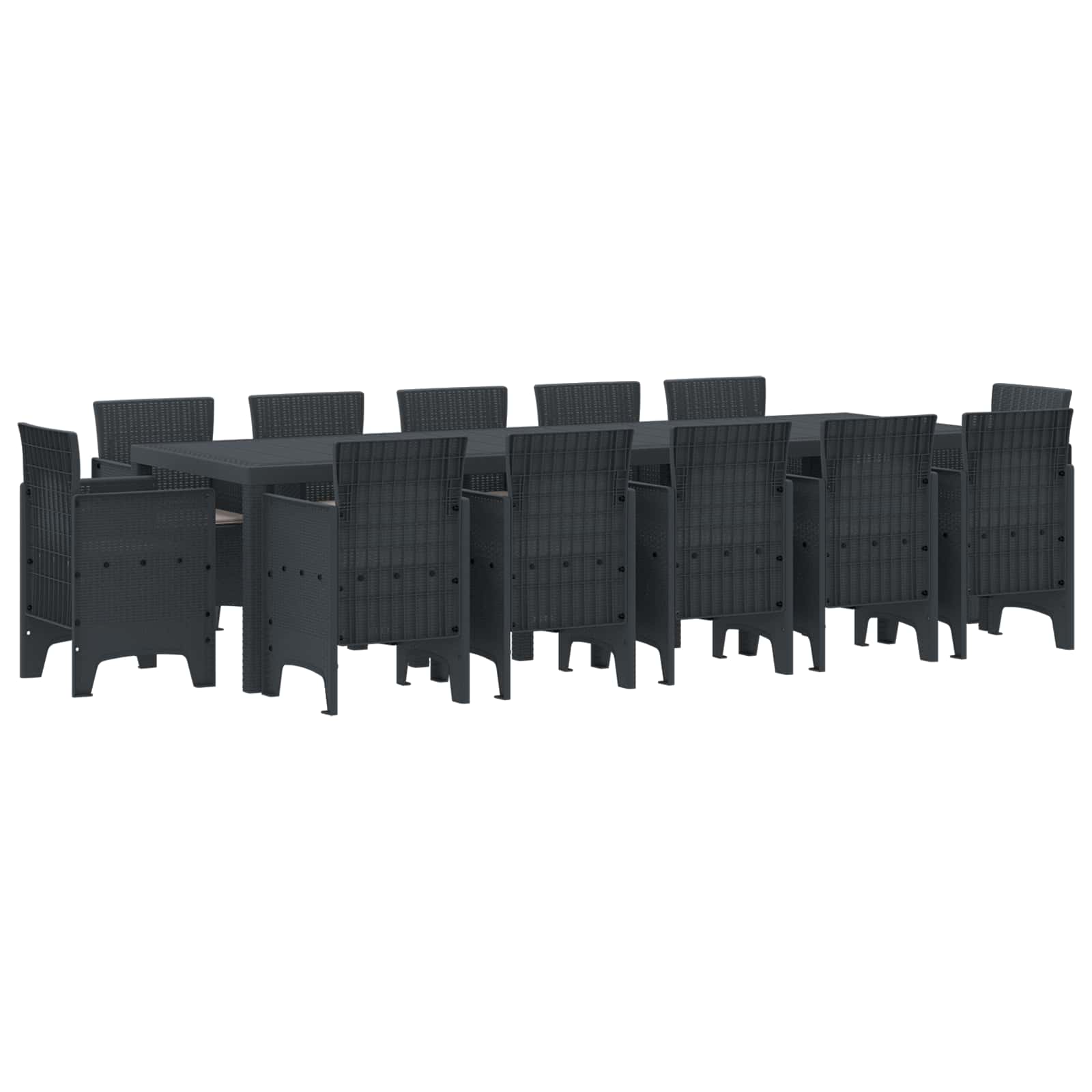 Garten Essgruppe 13 stk. Anthrazit Kunststoff-Rattan