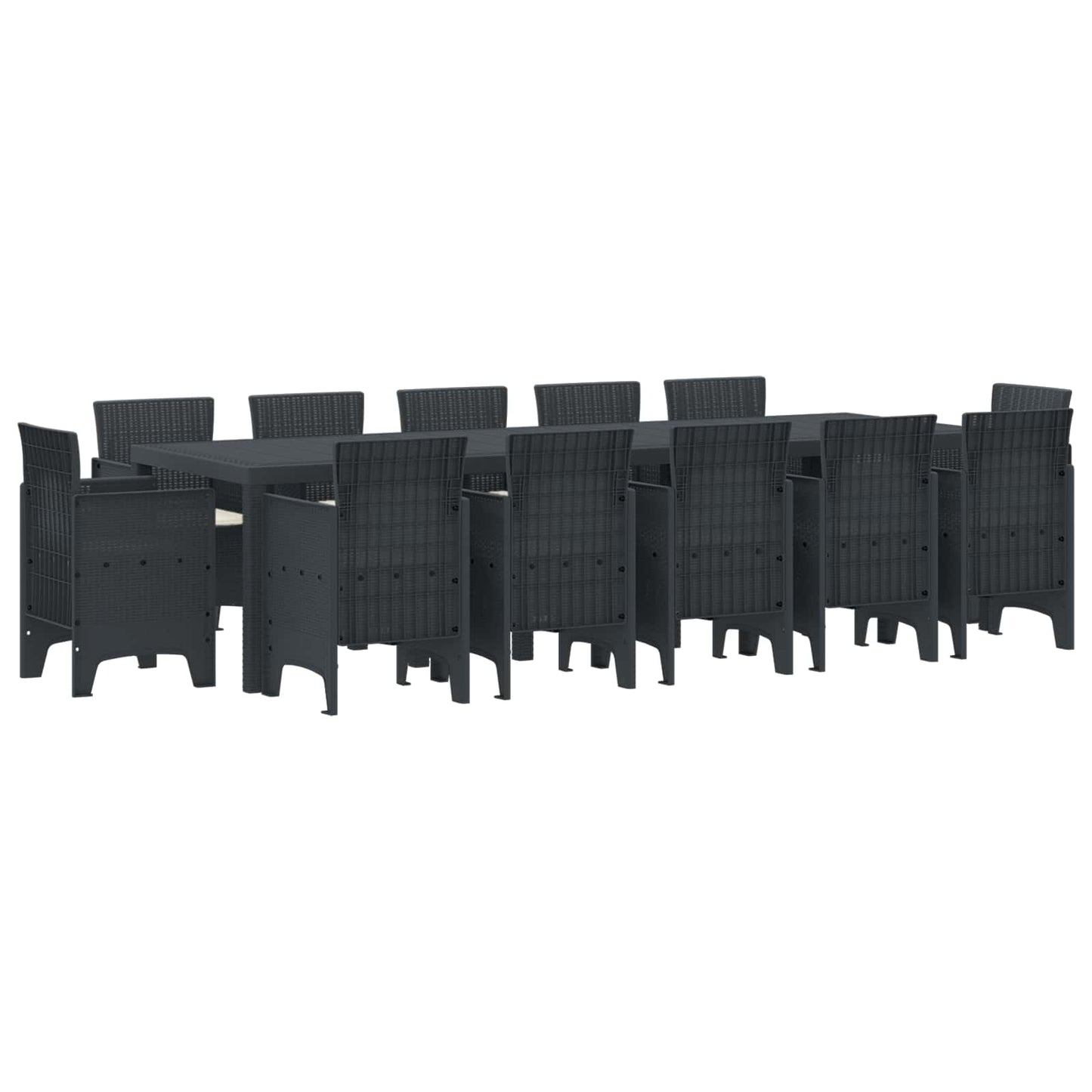 Garten Essgruppe 13 stk. Anthrazit Polyrattan
