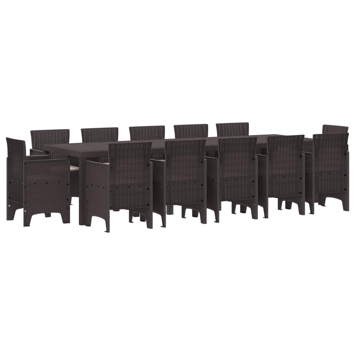 Garten Essgruppe 13 stk. Braun und Taupe Poly Rattan
