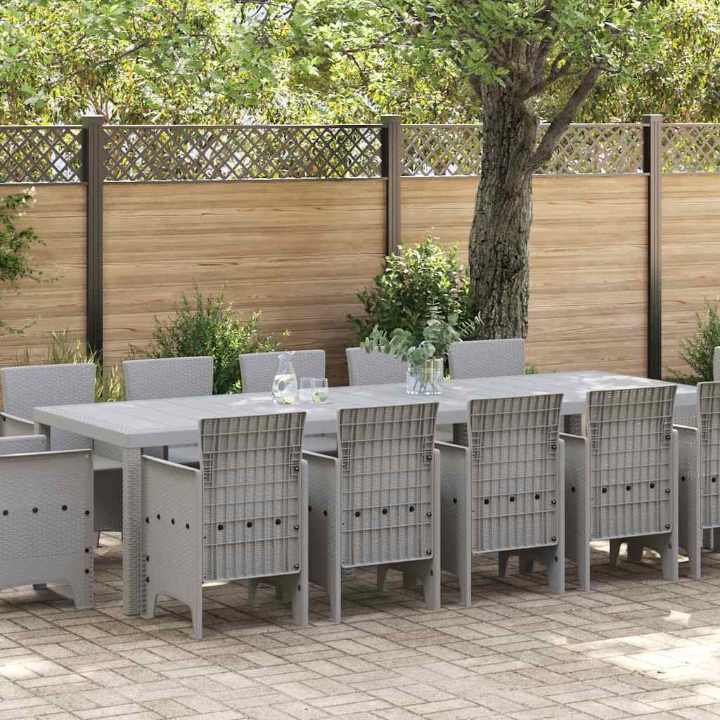 Garten Essgruppe 13 stk. Hellgrau Poly Rattan
