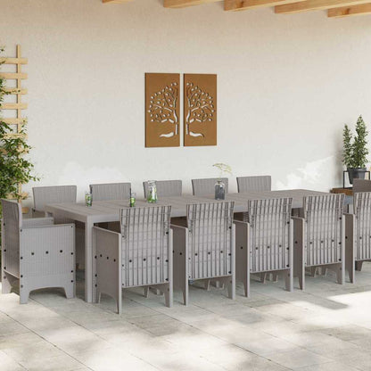 Garten Essgruppe 13 stk. Hellgrau Poly Rattan