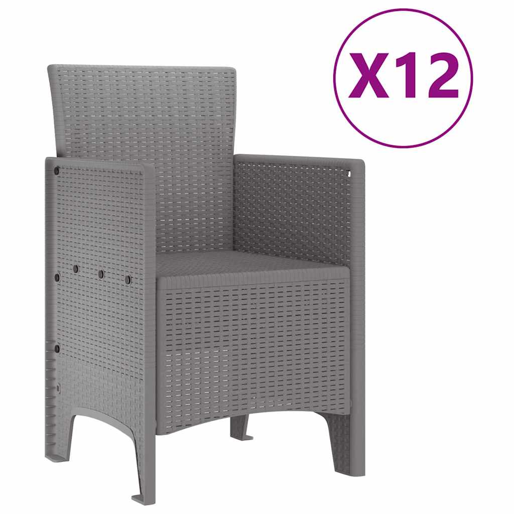 Garten Essgruppe 13 stk. Hellgrau Poly Rattan