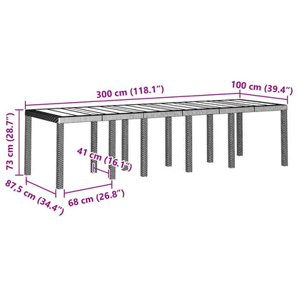 Garten Essgruppe 13 stk. Hellgrau Poly Rattan