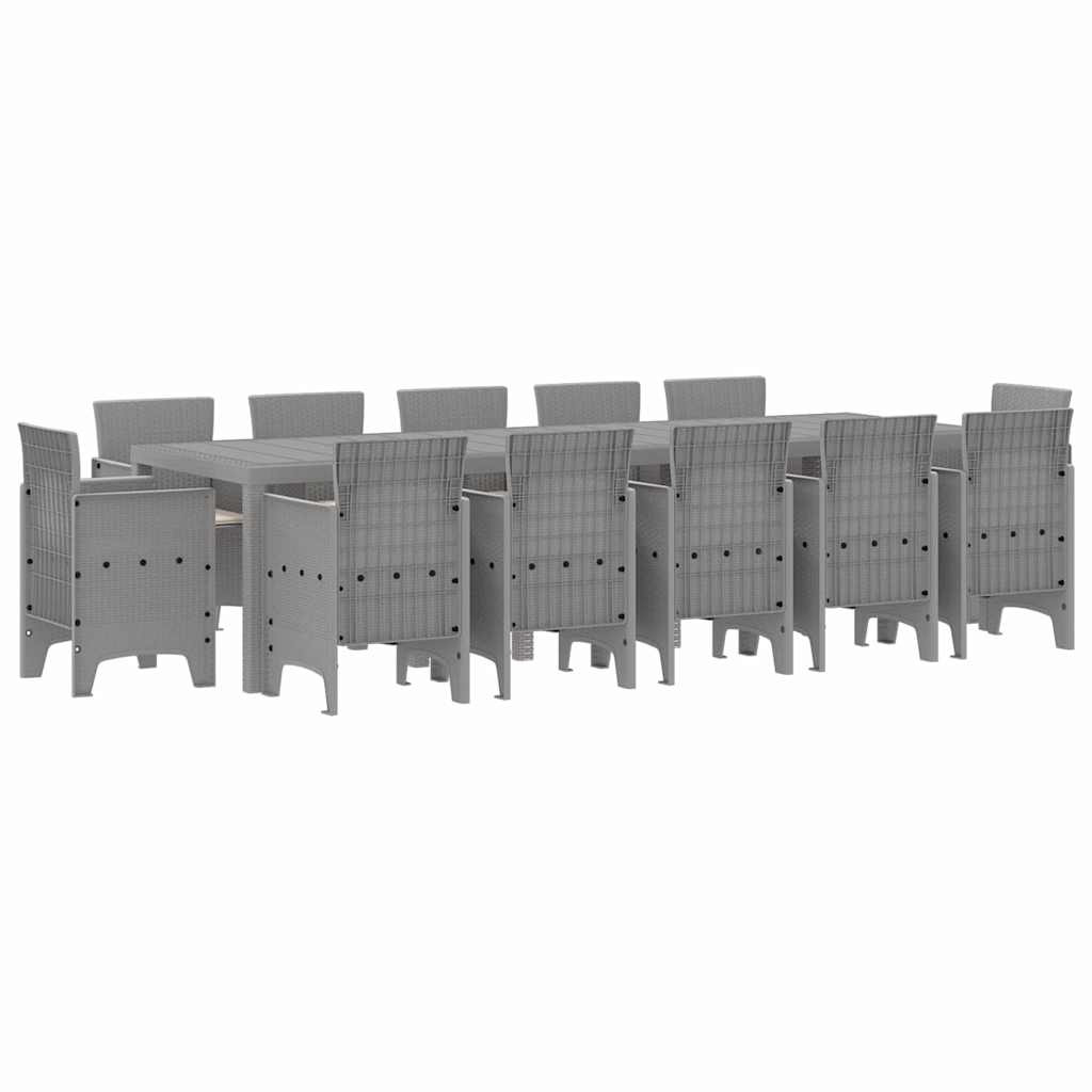 Garten Essgruppe 13 stk. Hellgrau Poly Rattan