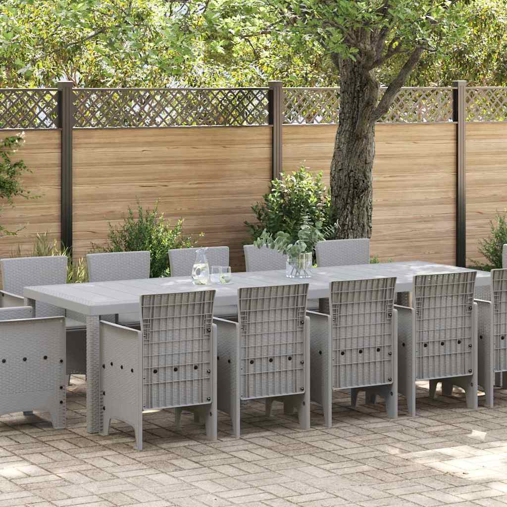 Garten Essgruppe 13 stk. Hellgrau Poly Rattan