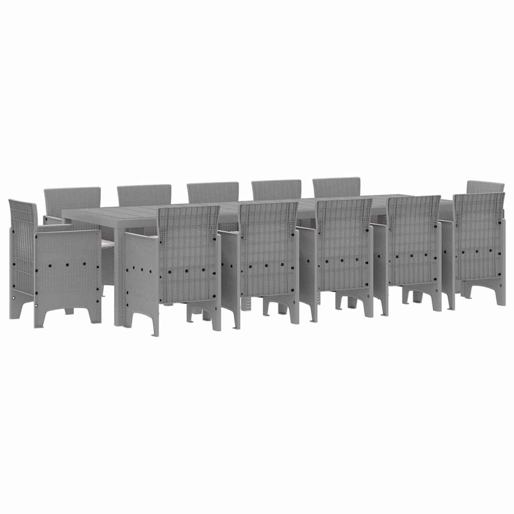 Garten Essgruppe 13 stk. Hellgrau Poly Rattan