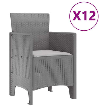 Garten Essgruppe 13 stk. Hellgrau Poly Rattan