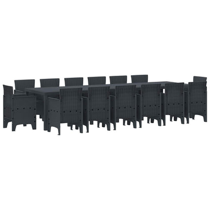 Garten Essgruppe 15 stk. Anthrazit Polt Rattan