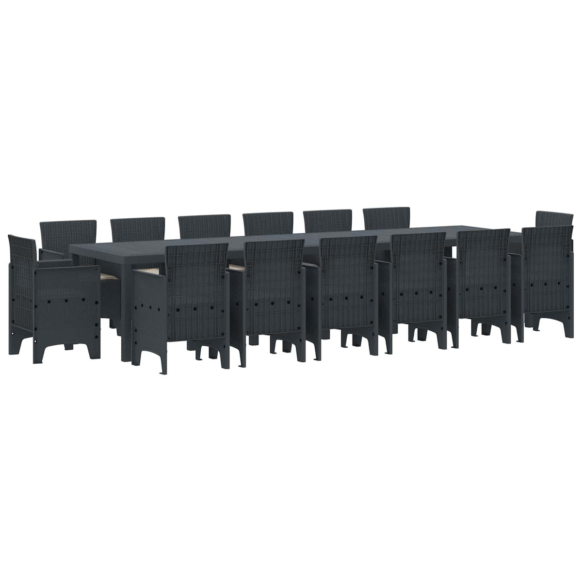 Garten Essgruppe 15 stk. Anthrazit Polt Rattan