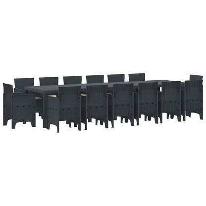Garten Essgruppe 15 stk. Anthrazit Polt Rattan