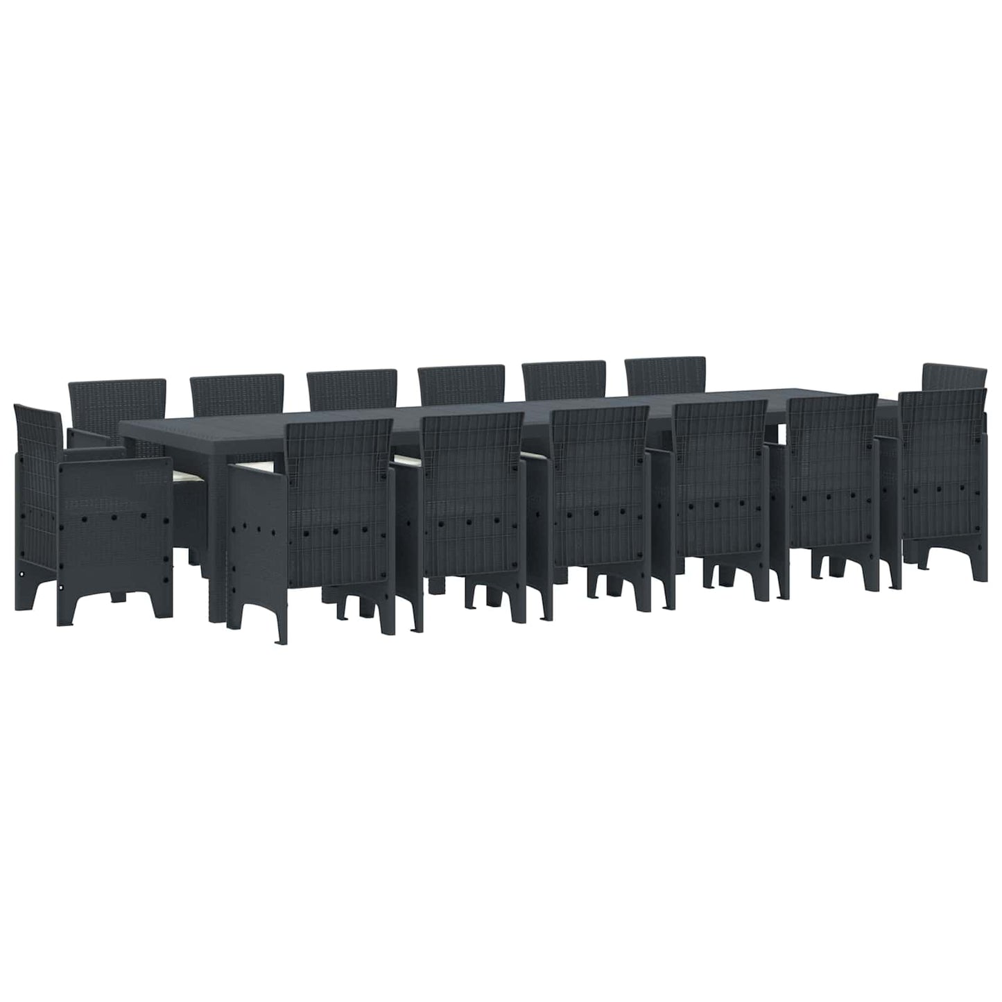 Garten Essgruppe 15 stk. Anthrazit Polt Rattan