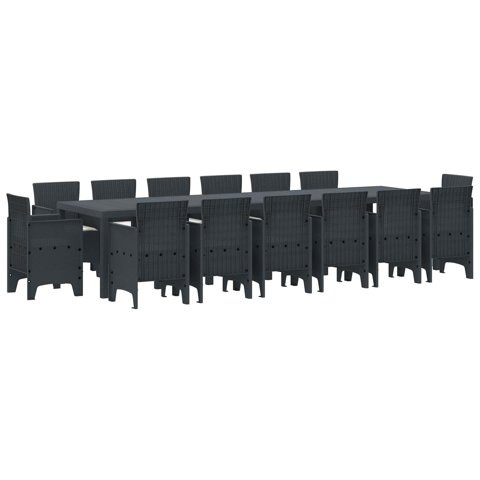Garten Essgruppe 15 stk. Anthrazit Polt Rattan