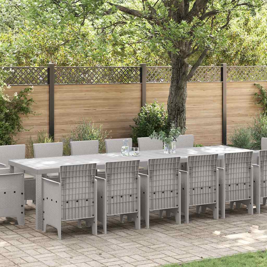 Garten Essgruppe 15 stk. Hellgrau Polt Rattan