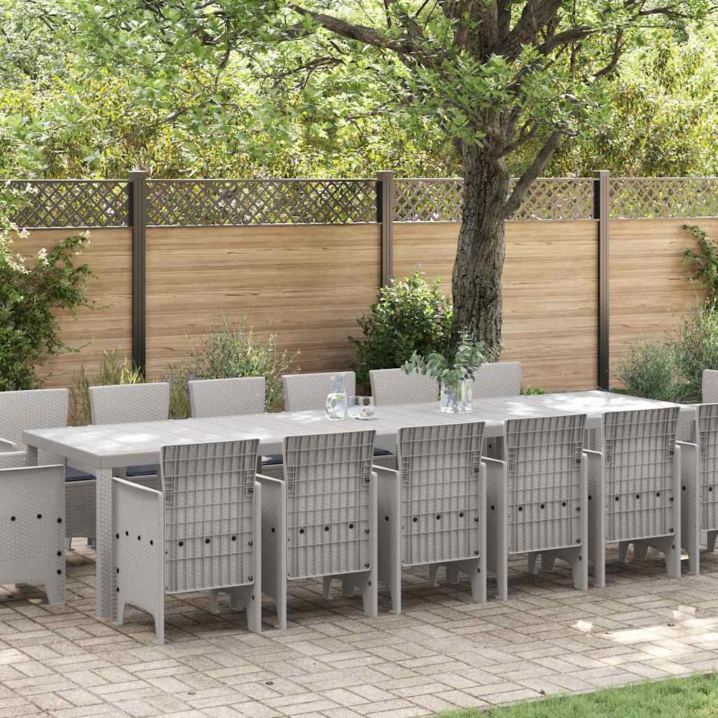 Garten Essgruppe 15 stk. Hellgrau Polt Rattan