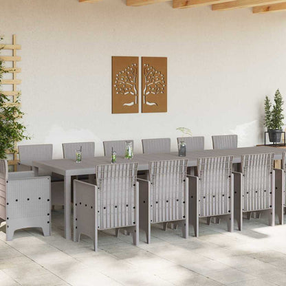 Garten Essgruppe 15 stk. Hellgrau Polt Rattan