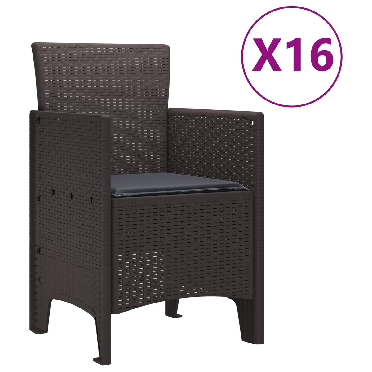 Garten-Esszimmergarnitur mit Kissen 17 stk. Braun PP