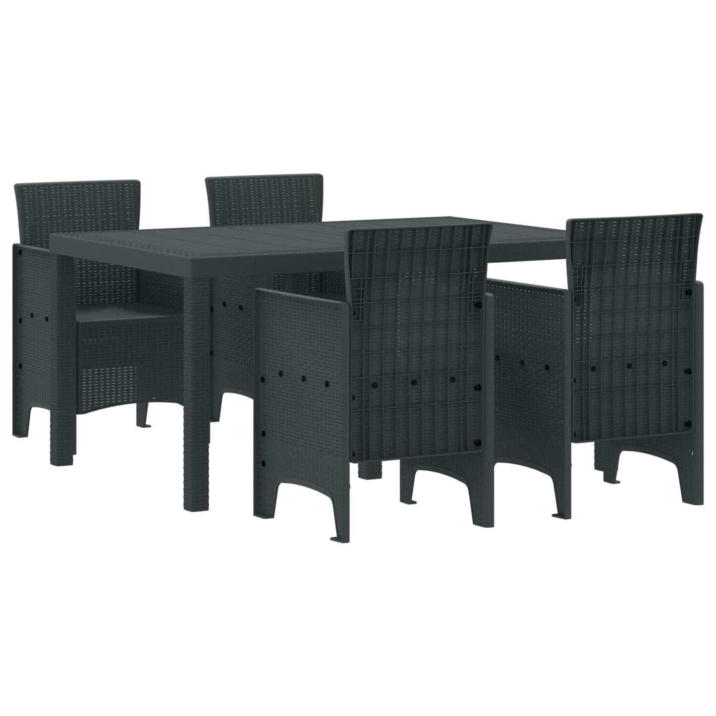 Garten Essgruppe 5 stk. Anthrazit Polt Rattan