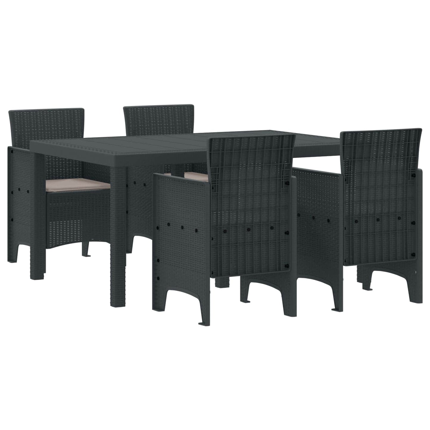 Garten Essgruppe 5 stk. Anthrazit Polt Rattan