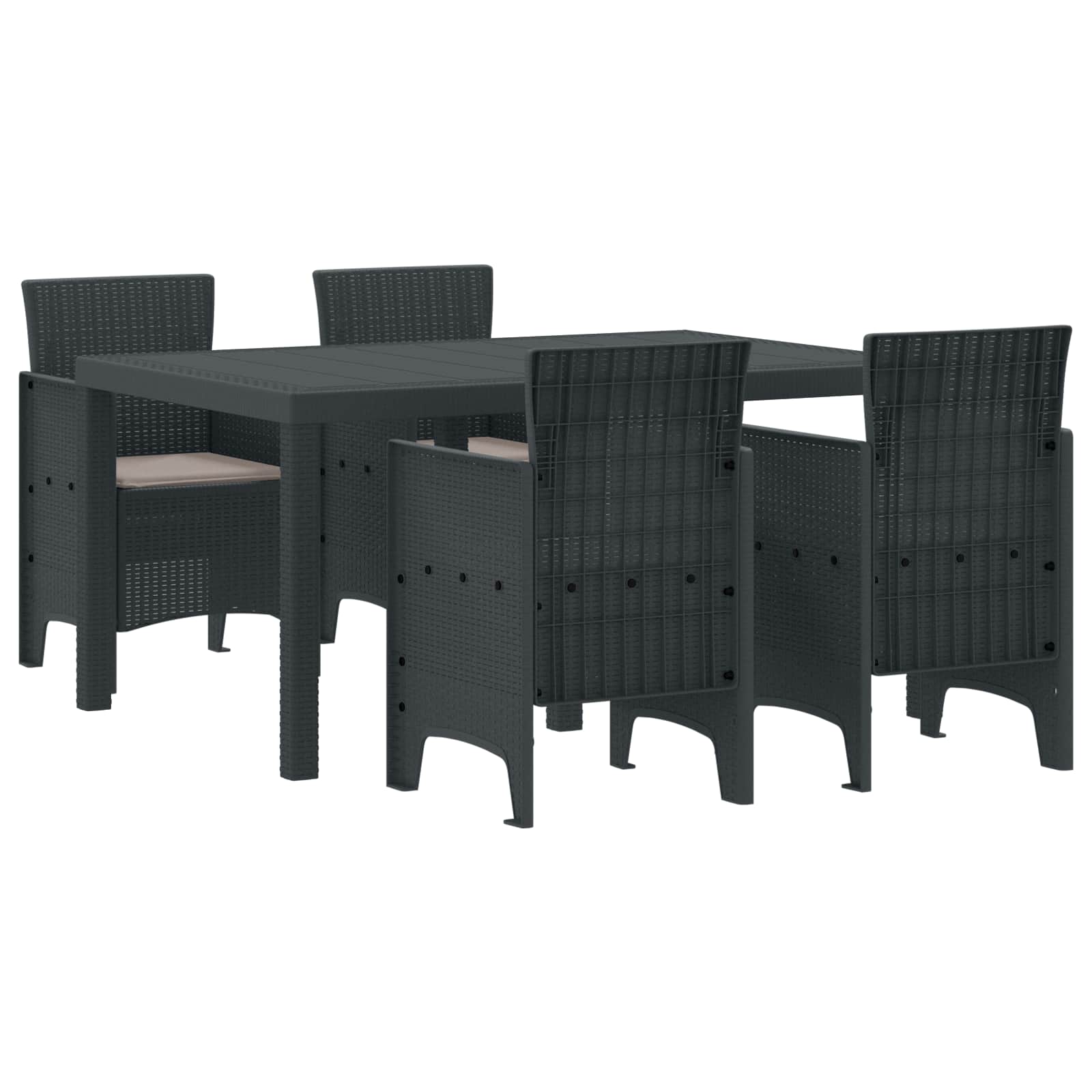 Garten Essgruppe 5 stk. Anthrazit Polt Rattan