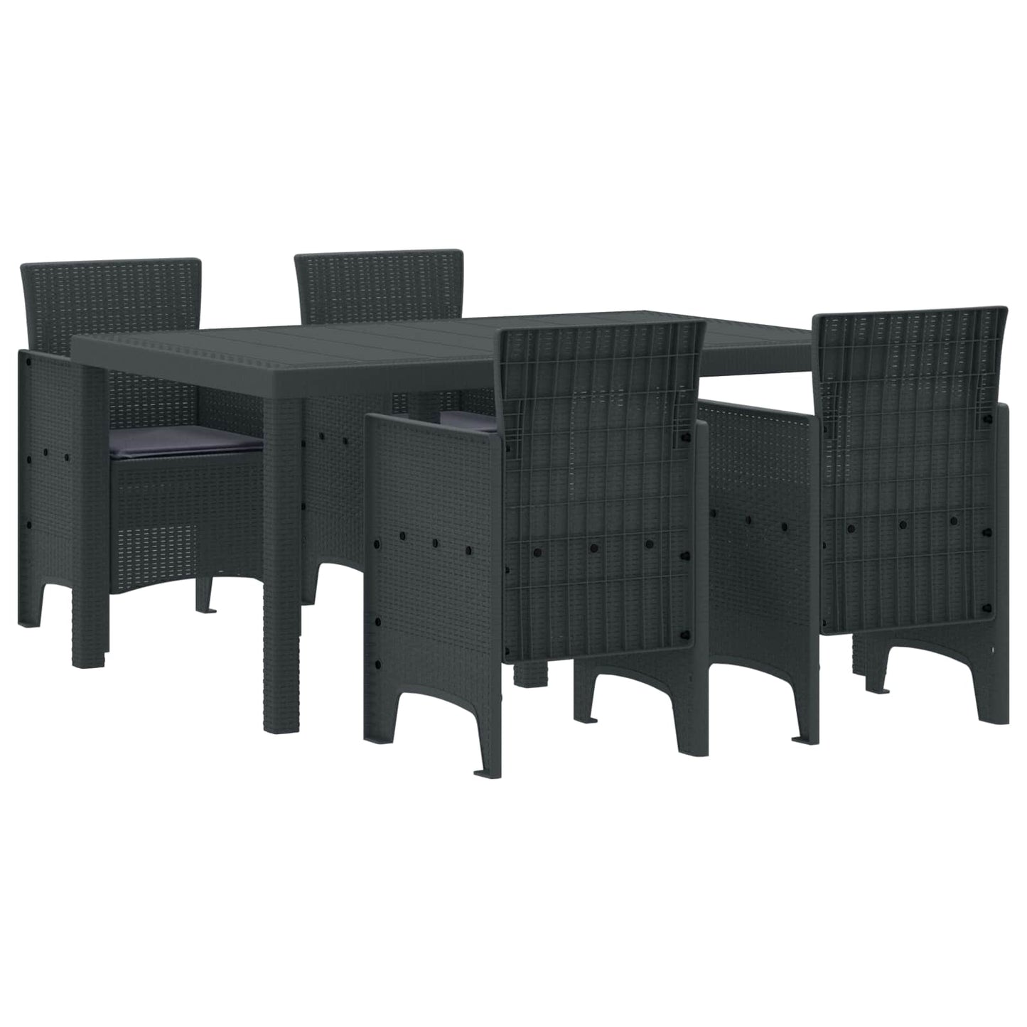 Garten Essgruppe 5 stk. Anthrazit Polt Rattan