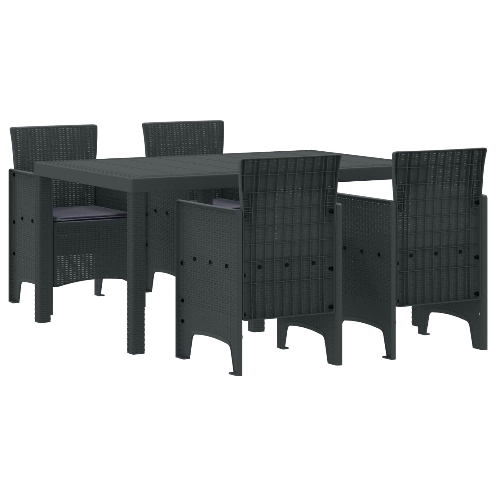 Garten Essgruppe 5 stk. Anthrazit Polt Rattan