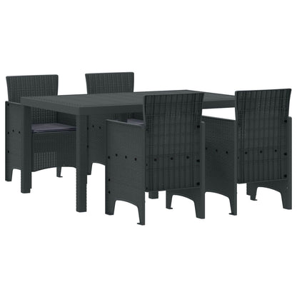 Garten Essgruppe 5 stk. Anthrazit Polt Rattan