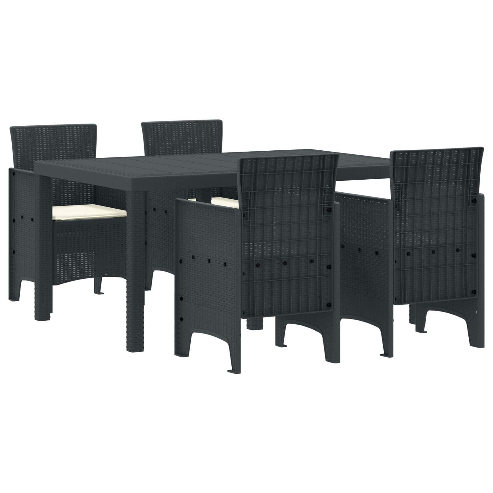 Garten Essgruppe 5 stk. Anthrazit Polt Rattan