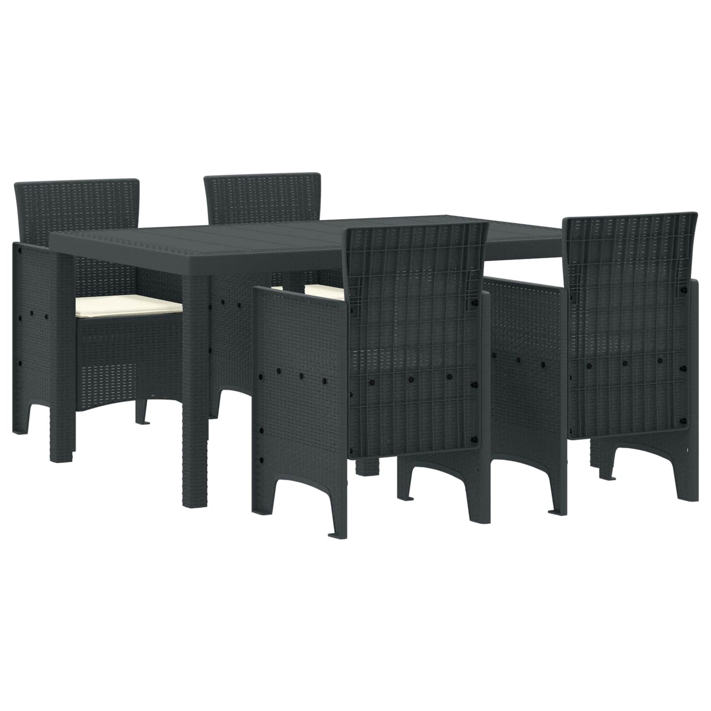 Garten Essgruppe 5 stk. Anthrazit Polt Rattan