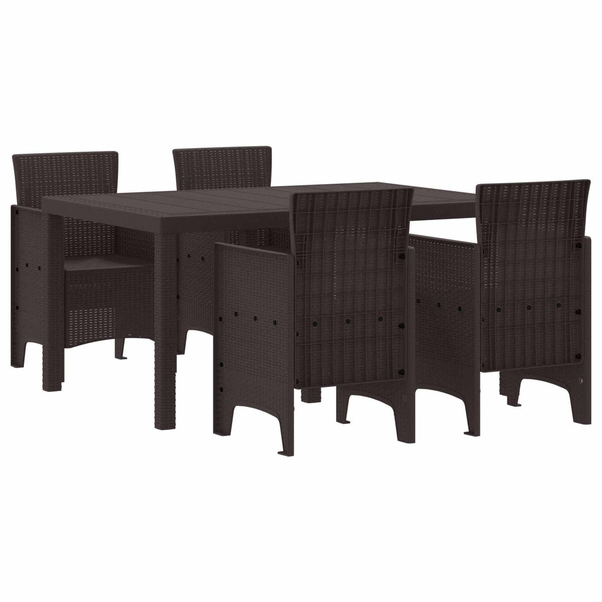 Garten Essgruppe 5 stk. Braun Polt Rattan
