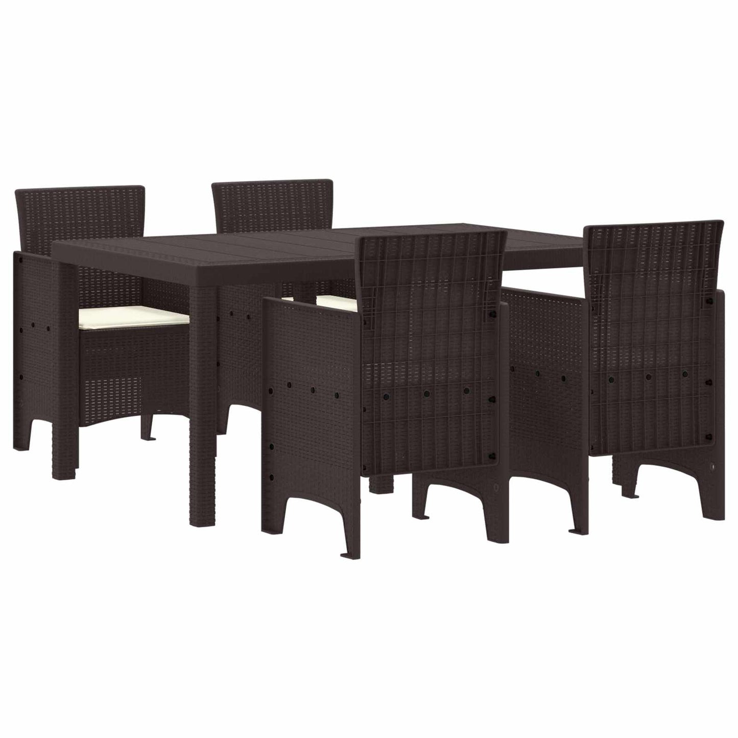 Garten Essgruppe 5 stk. Braun Polt Rattan