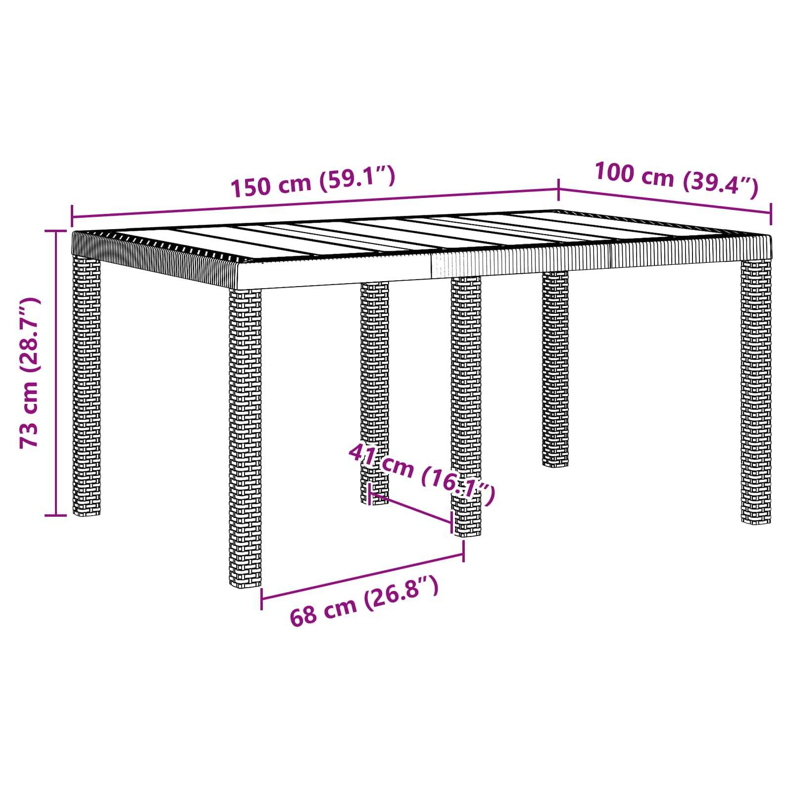Garten Essgruppe 5 stk. Braun Polt Rattan