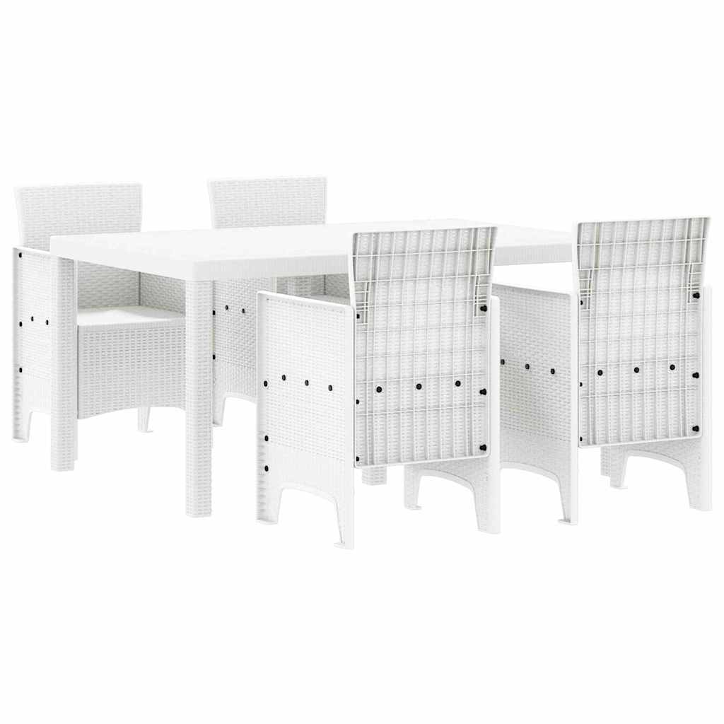 Garten Essgruppe 5 stk. Weiß Polt Rattan