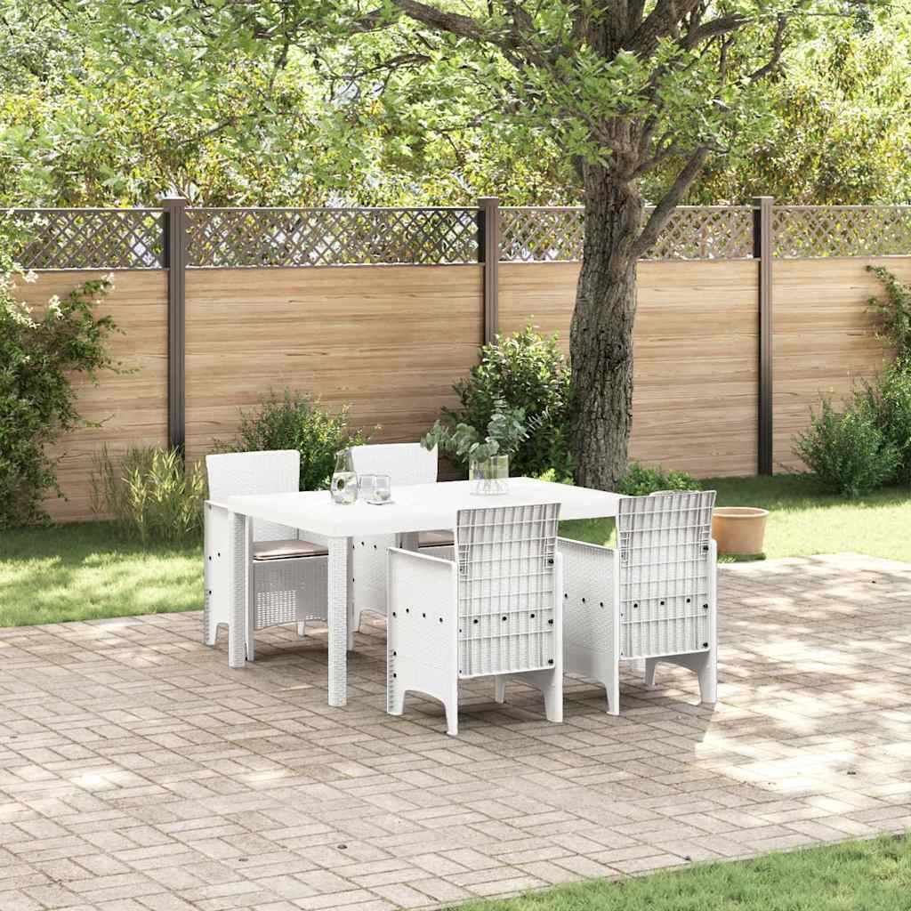 Garten Essgruppe 5 stk. Weiß Polt Rattan