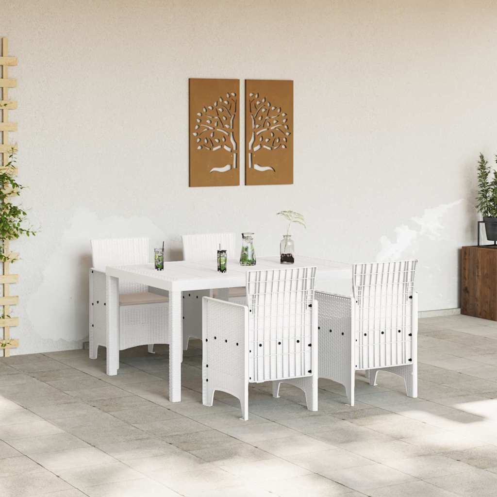 Garten Essgruppe 5 stk. Weiß Polt Rattan