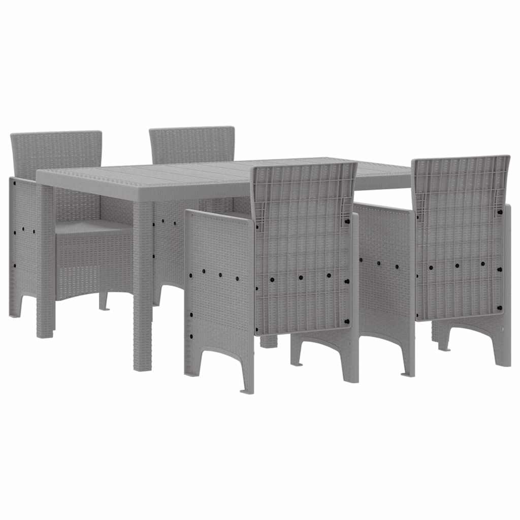 Garten Essgruppe 5 stk. Hellgrau Polt Rattan